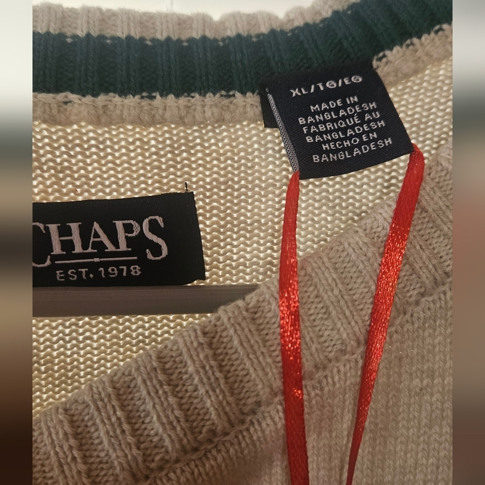 Chaps Men's & Big Men's Cotton Moliclay Fairisle Crewneck Sweater, Size XL - Picture 6 of 7